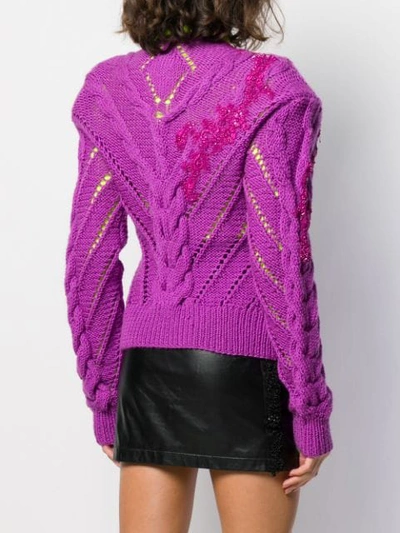 Shop Almaz Velvet Detail Cardigan In Purple