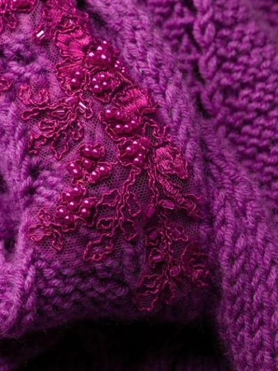 Shop Almaz Velvet Detail Cardigan In Purple