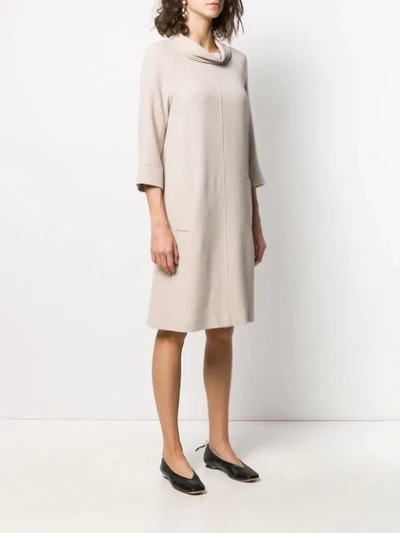 Shop Antonelli Cowl Neck Crepe Dress In Neutrals