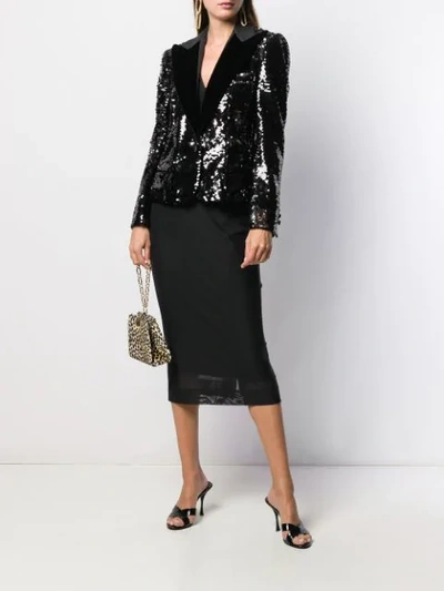 Shop Dolce & Gabbana Sequin Embroidered Blazer In Black
