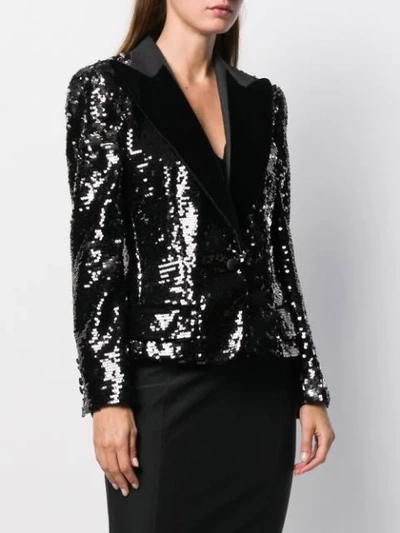 Shop Dolce & Gabbana Sequin Embroidered Blazer In Black
