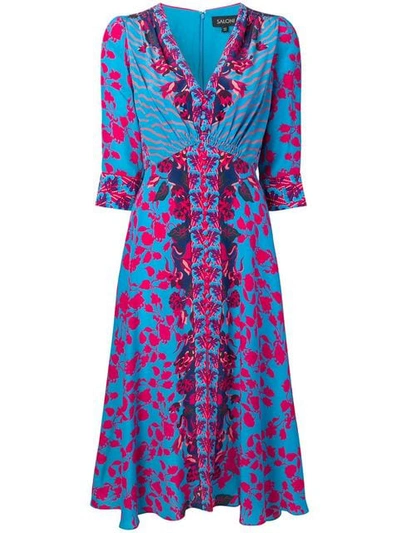 Shop Saloni Multi-print Dress - Blue