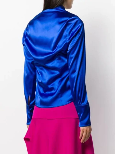 Shop Balenciaga Tilted Satin Shirt In Blue