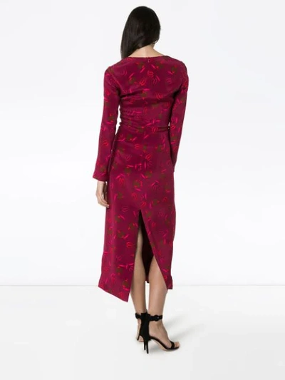 Shop Rebecca De Ravenel Zaza Double-tie Silk Dress In Red