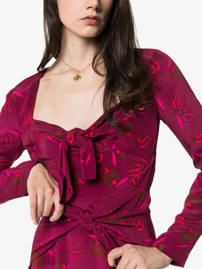 Shop Rebecca De Ravenel Zaza Double-tie Silk Dress In Red