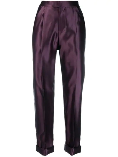 Shop Tom Ford Rolled Hem Tailored Trousers In Purple