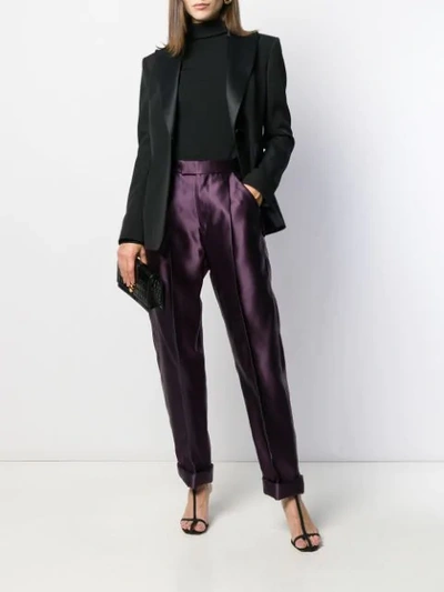 Shop Tom Ford Rolled Hem Tailored Trousers In Purple