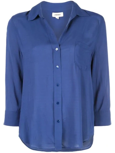 Shop L Agence Casual Button Down Shirt In Blue