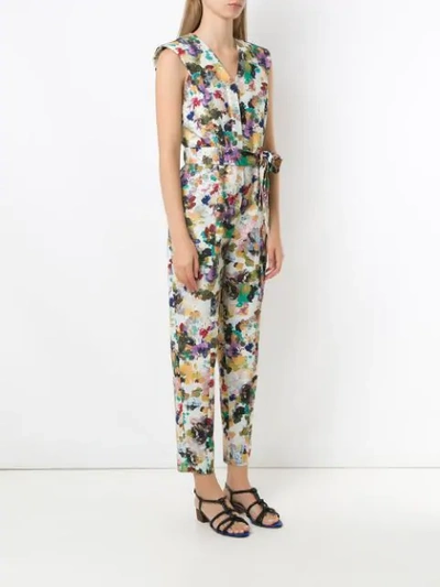 Shop Andrea Marques Tie Waist Printed Jumpsuit In Multicolour