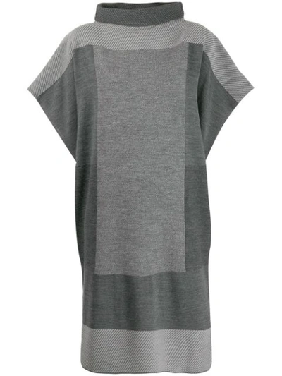 Shop Issey Miyake Patchwork Poncho Dress In Grey