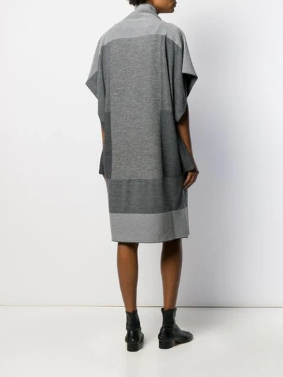 Shop Issey Miyake Patchwork Poncho Dress In Grey