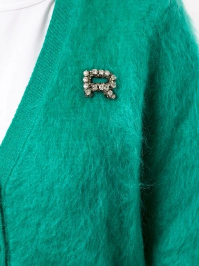 Shop Rochas Embellished Knitted Cardigan In Green
