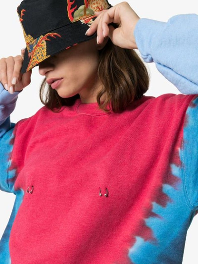 Shop Collina Strada Pierced Contrast Print Sweatshirt In Red