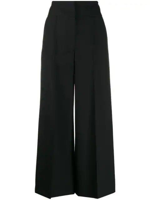 black high waisted wide leg trousers