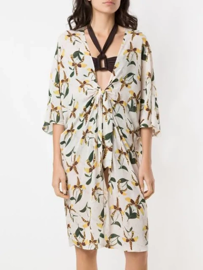 Shop Adriana Degreas Kurzer Kaftan Mit Print In Multicolour