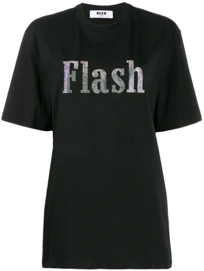 Shop Msgm Embellished Flash T-shirt In Black