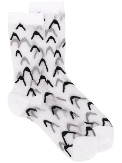 Shop Henrik Vibskov Mountain Top Print Socks In 841/119 White Mountain