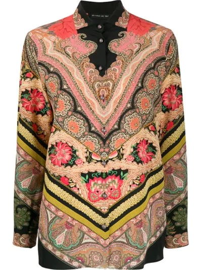 Shop Etro Mixed Bohemian Print Shirt In Black