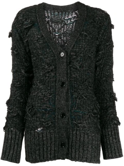 Shop Mm6 Maison Margiela Deconstructed Cable Knit Cardigan In Grey