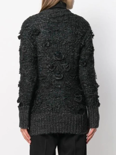 Shop Mm6 Maison Margiela Deconstructed Cable Knit Cardigan In Grey