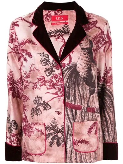 Shop F.r.s For Restless Sleepers Botanical Print Silk Jacket In 496 Pard Rosa