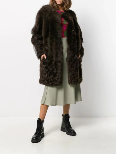 Shop Sofie D'hoore Two-tone Faux-fur Coat In Brown