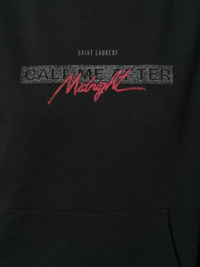 Shop Saint Laurent Printed Quote Hooded Sweatshirt - Black