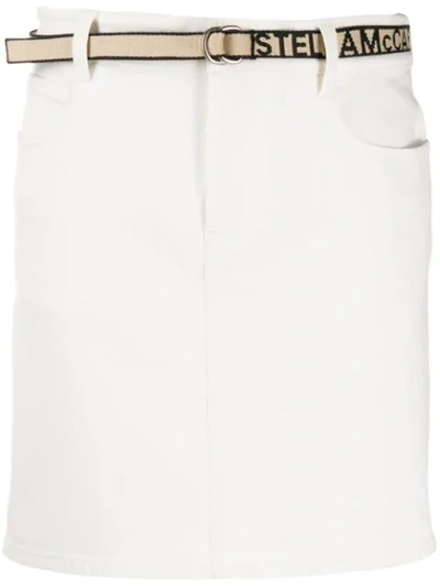 Shop Stella Mccartney Belted Denim Skirt In White