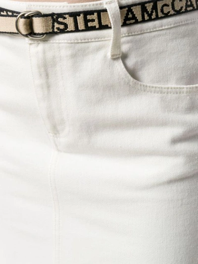 Shop Stella Mccartney Belted Denim Skirt In White