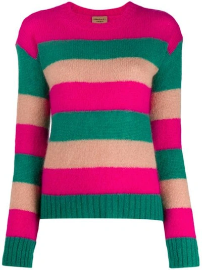 Shop Alessia Santi Striped Crewneck Sweater In Pink