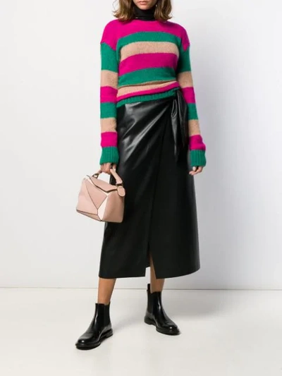 Shop Alessia Santi Striped Crewneck Sweater In Pink