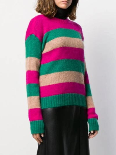 Shop Alessia Santi Striped Crewneck Sweater In Pink