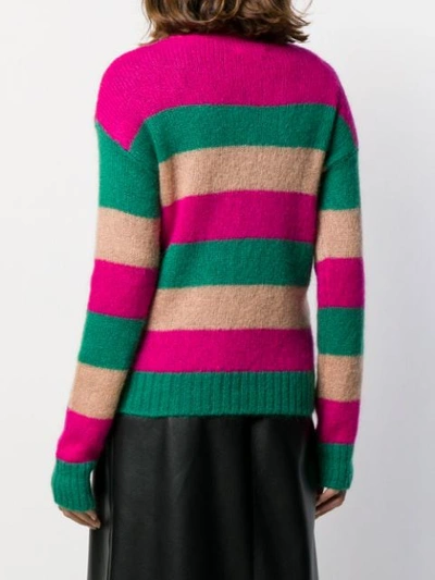 Shop Alessia Santi Striped Crewneck Sweater In Pink