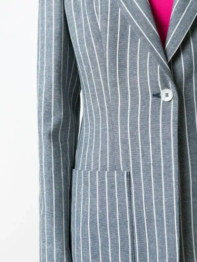 Shop À La Garçonne Striped Tailored Blazer In Blue