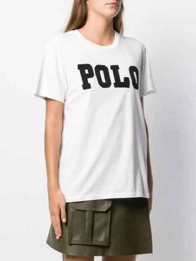 Shop Polo Ralph Lauren Embellished Logo T-shirt In White