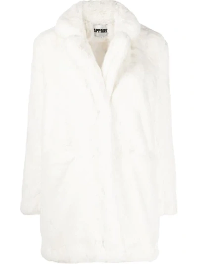 Shop Apparis Sophie Mid-length Coat In White
