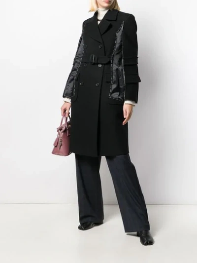 Shop Maison Margiela Stitched Double-breasted Coat In Black