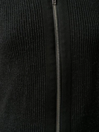 Shop Mm6 Maison Margiela Ribbed Zip Front Jumper In Black