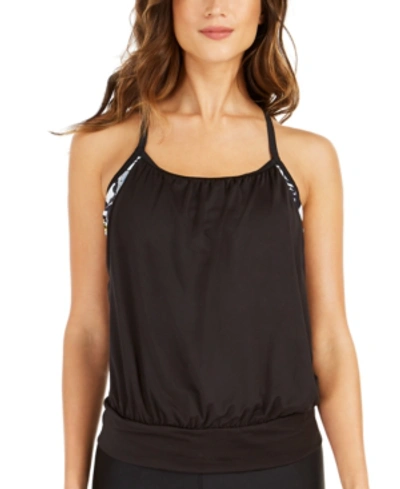 Shop Calvin Klein Logo Layered-look Tankini Top Women's Swimsuit In Tango Multi Nyc Logo