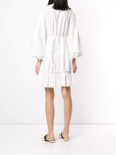 Shop Goen J Alex Gathered-ruffle Wrap Dress In White