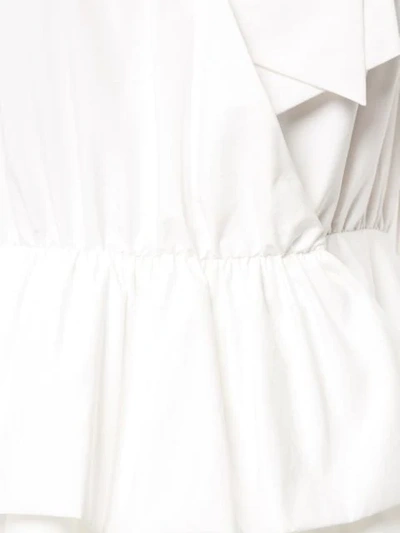 Shop Goen J Alex Gathered-ruffle Wrap Dress In White