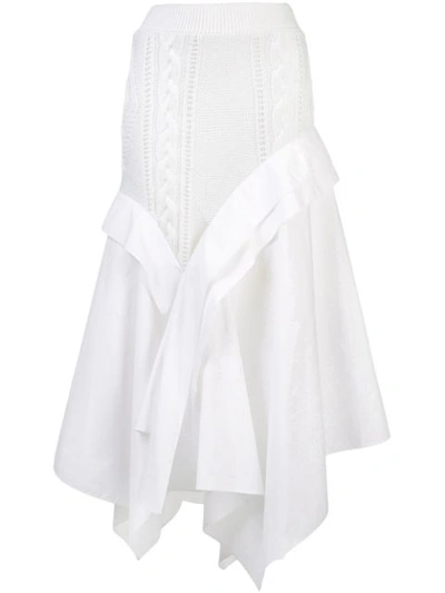 Shop Loewe Bi-material Asymmetric Skirt In White