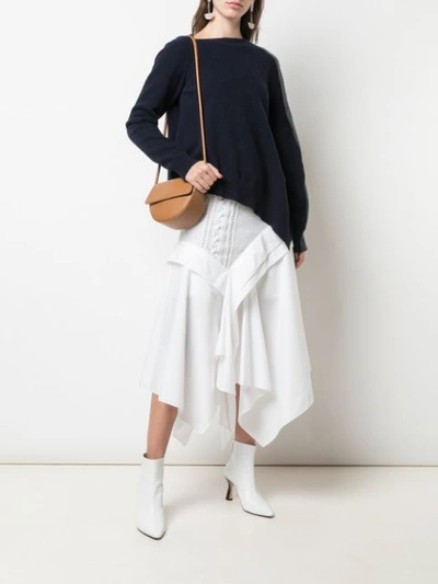 Shop Loewe Bi-material Asymmetric Skirt In White