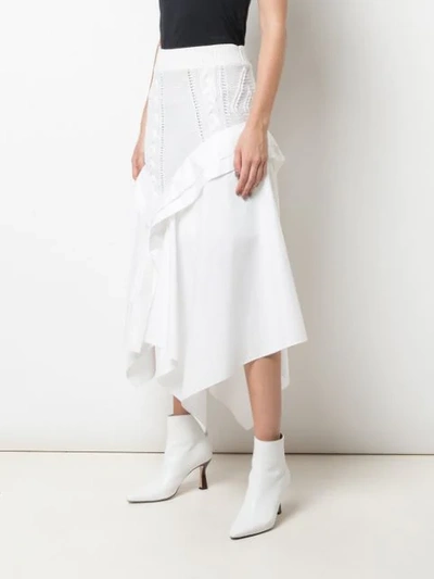 Shop Loewe Bi-material Asymmetric Skirt In White
