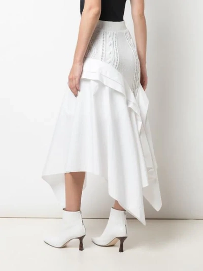 Shop Loewe Bi-material Asymmetric Skirt In White