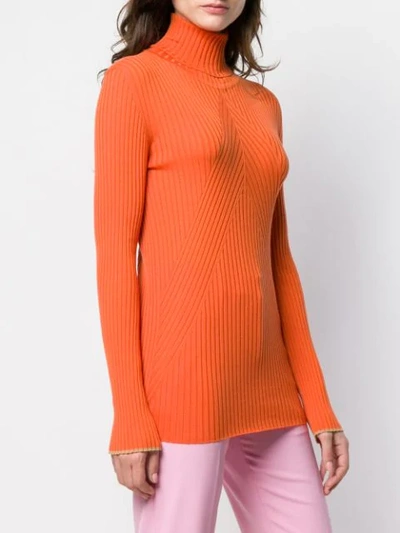 Shop Victoria Beckham Gerippter Rollkragenpullover In Bright Orange