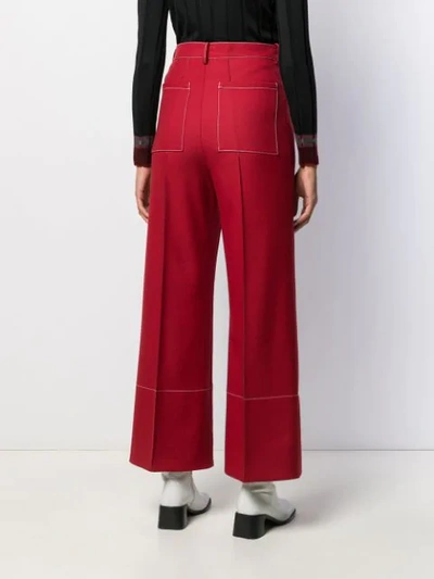 Shop Marni High-waist Wide-leg Trousers In Red