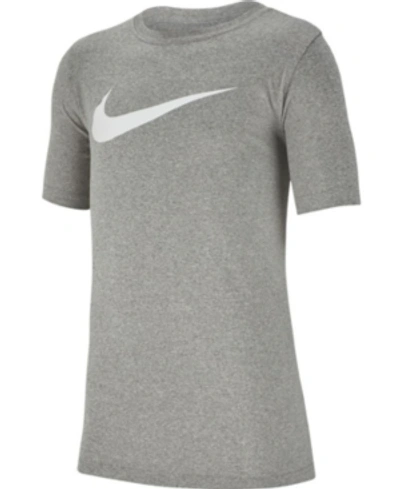 Shop Nike Big Boys Swoosh-print T-shirt In Volt/university Red