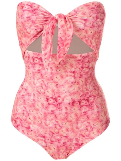 Shop Adriana Degreas Printed Tie Knot Swimsuit In Pink