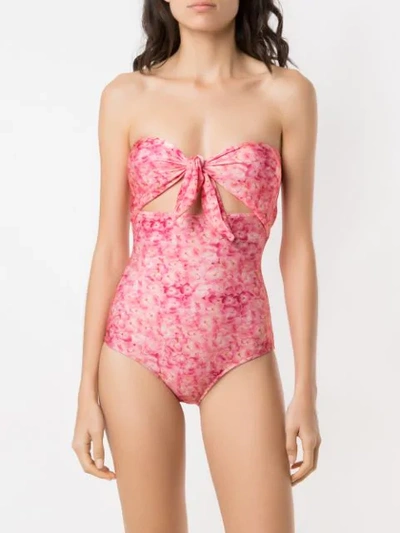 Shop Adriana Degreas Printed Tie Knot Swimsuit In Pink
